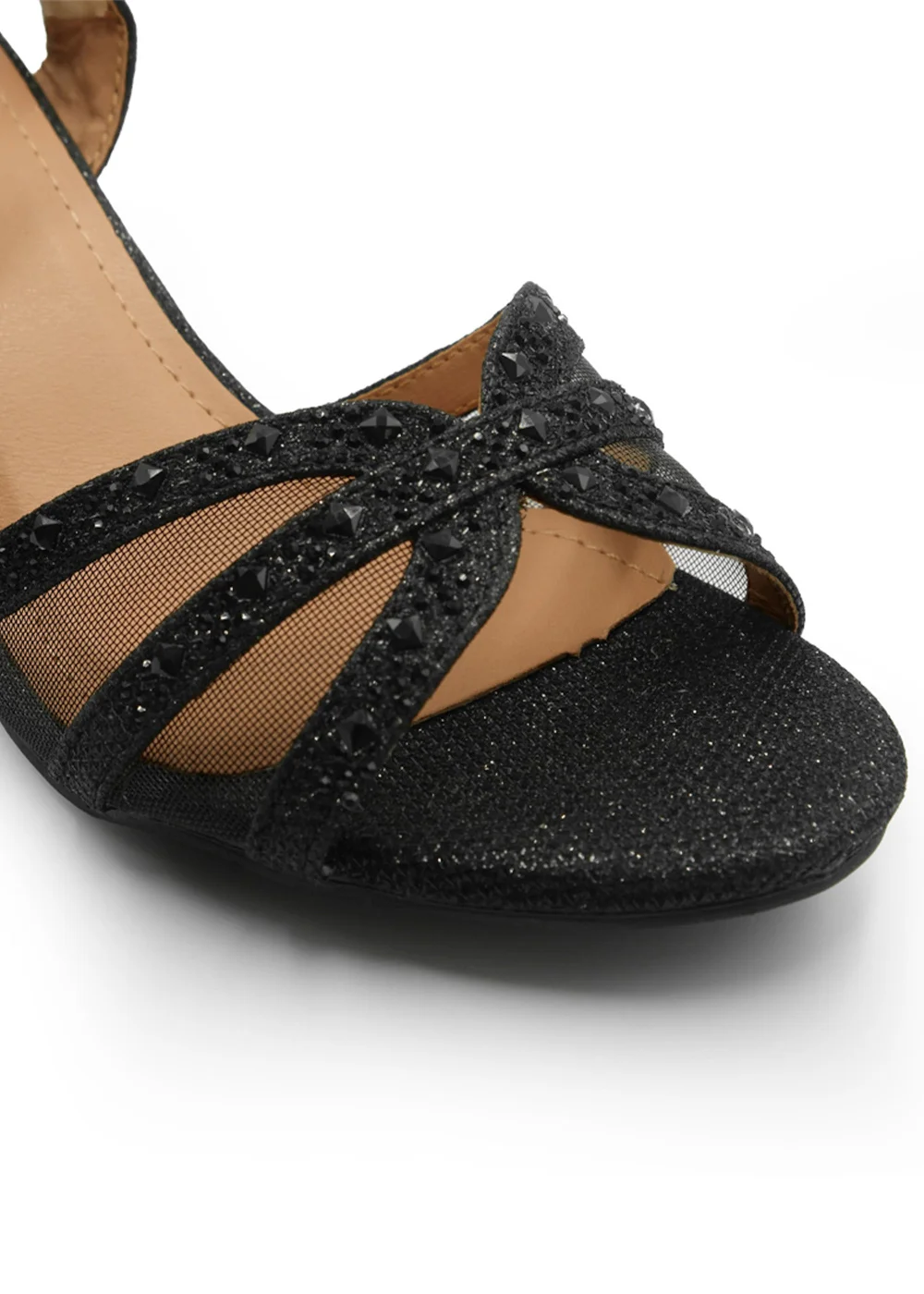 Where's That From Jillian Diamante Strappy Heel In Black Glitter - 3 Image 2