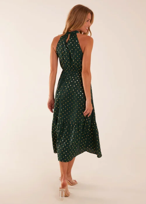 Blue Vanilla Bottle Green Blouson Halter Neck Dress - 8 Image 2