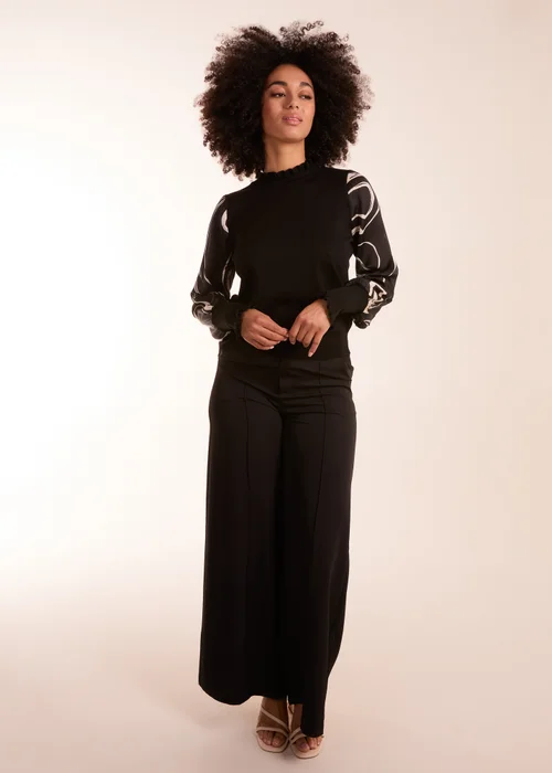 Blue Vanilla Black Marble Sleeve Frill Jumper - S Image 3