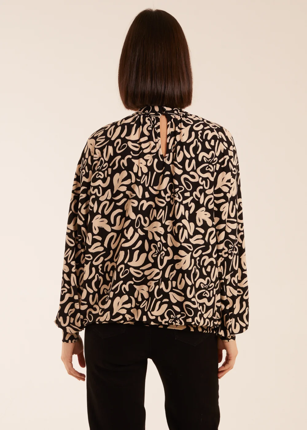 Blue Vanilla Black High Neck Batwing Top - S Image 2
