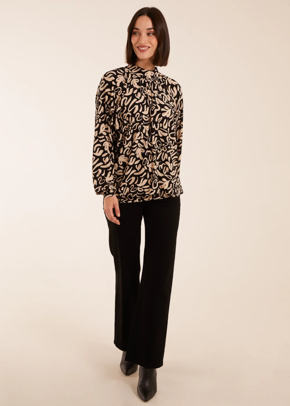 Blue Vanilla Black High Neck Batwing Top - S Image 1