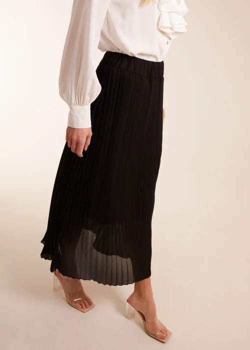 Blue Vanilla Black Pleated Deep Waist Band Midi Skirt - S/M Image 2