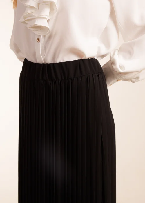 Blue Vanilla Black Pleated Deep Waist Band Midi Skirt - S/M Image 4