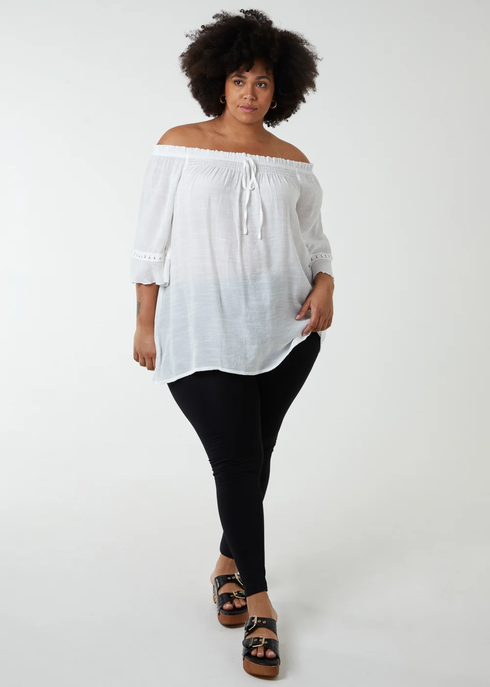 Blue Vanilla Ivory Curve Bardot Tie Front Top - 18-20 Image 4
