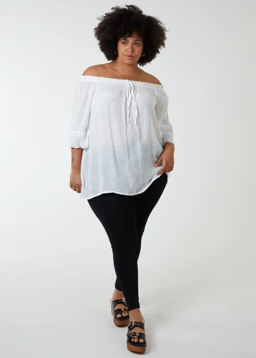 Blue Vanilla Ivory Curve Bardot Tie Front Top - 18-20 Image 4