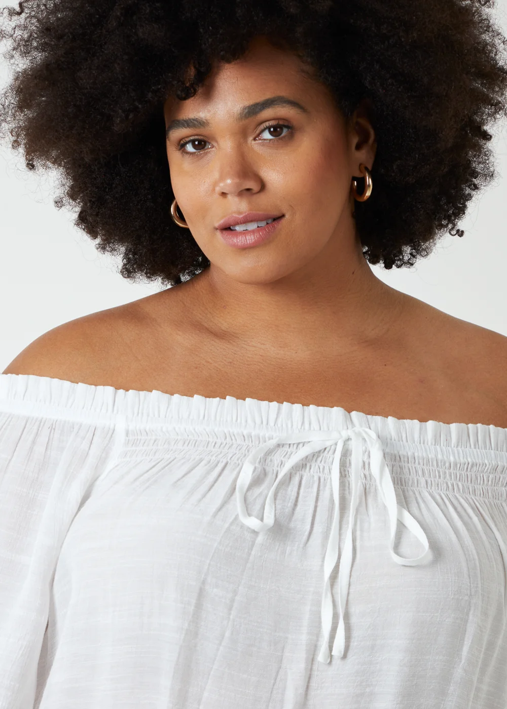 Blue Vanilla Ivory Curve Bardot Tie Front Top - 18-20 Image 3