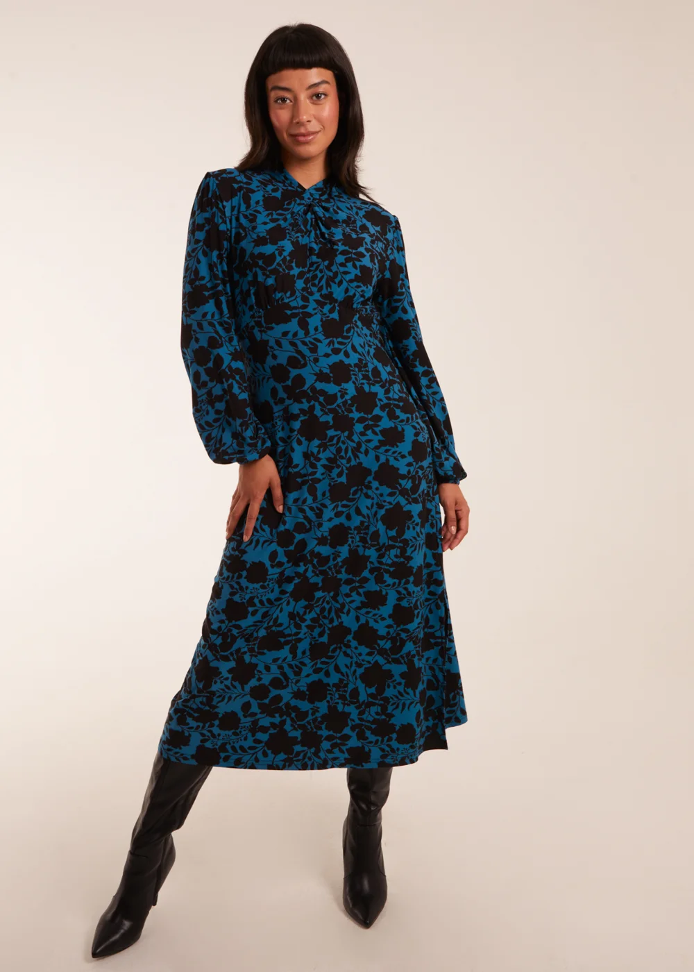 Blue Vanilla Teal Wrap Neck Fit And Flare Midi Dress - 8 Image 1