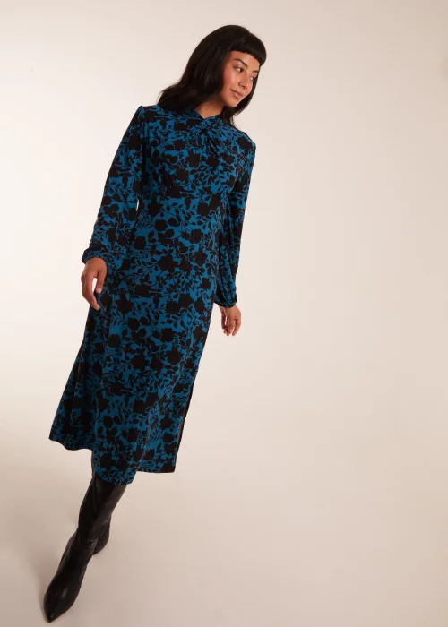 Blue Vanilla Teal Wrap Neck Fit And Flare Midi Dress - 8 Image 2