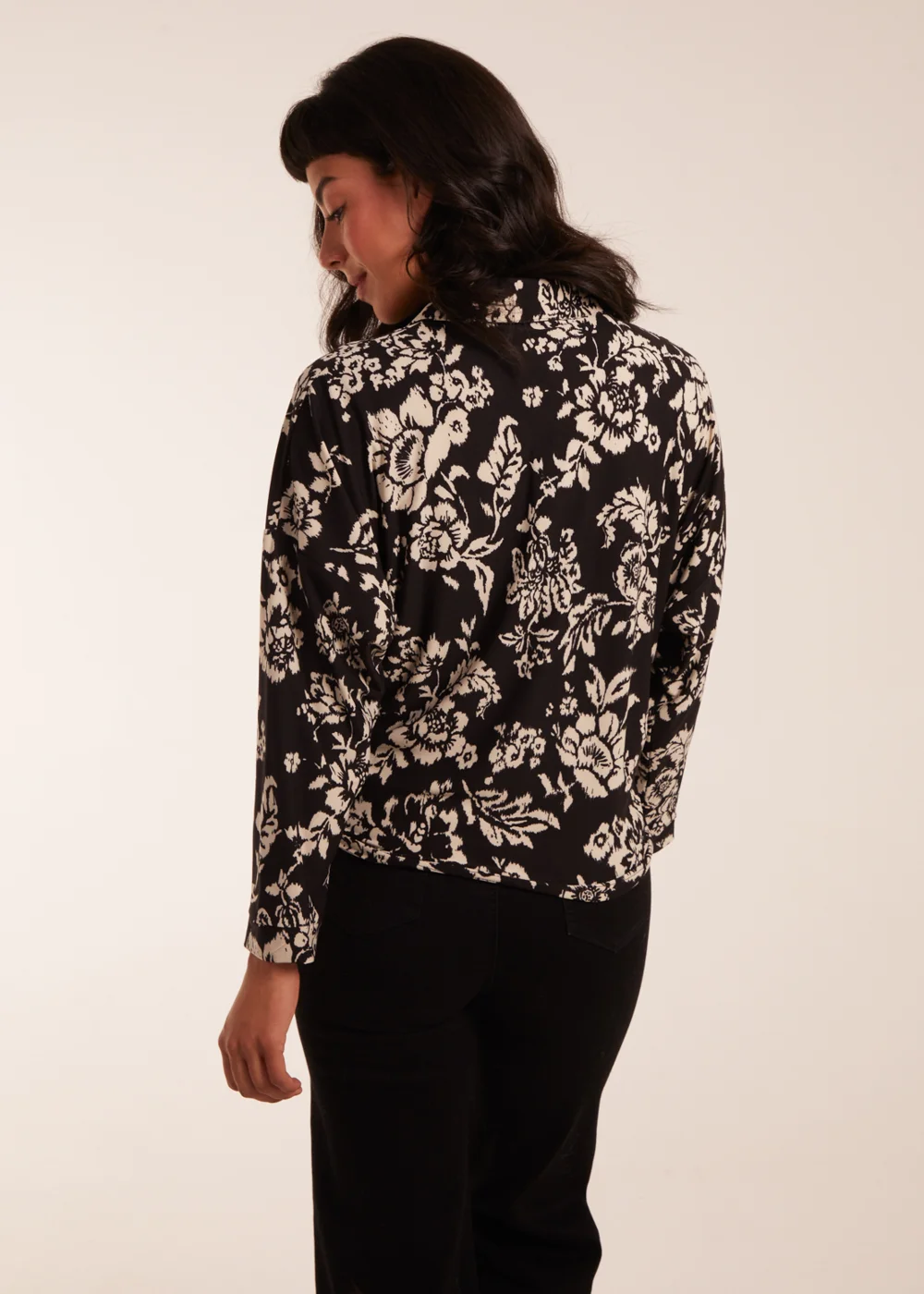 Blue Vanilla Black Tie Front Oversized Shirt - S Image 3
