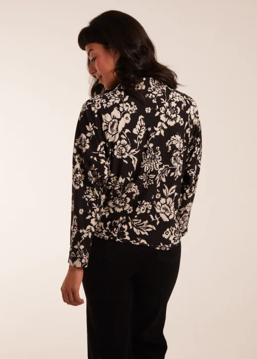 Blue Vanilla Black Tie Front Oversized Shirt - S Image 3