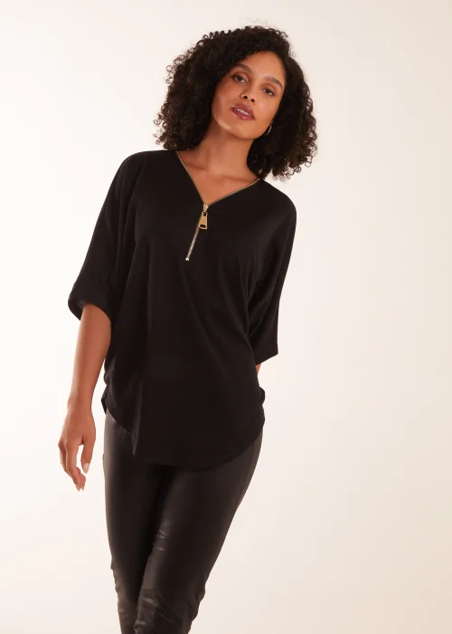 Blue Vanilla Black Zip Front Top - S/M Image 2