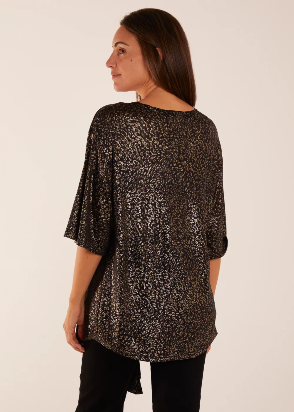 Blue Vanilla Gold Leopard V Neck Tie Front Top - S/M Image 3