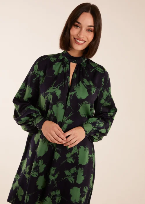 Blue Vanilla Midnight Blue Abstract High Neck Keyhole Shift Dress - 10 Image 3