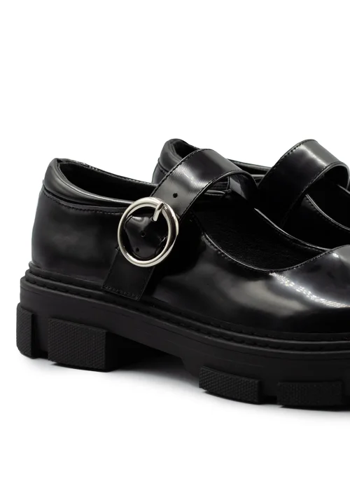 Where's That From Black Patent Skylar Chunky Sole Loafers - Size 3 Image 2
