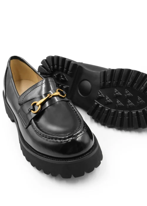 Where's That From Black Patent Muriel Chunky Slip On Loafers - 3 Image 2