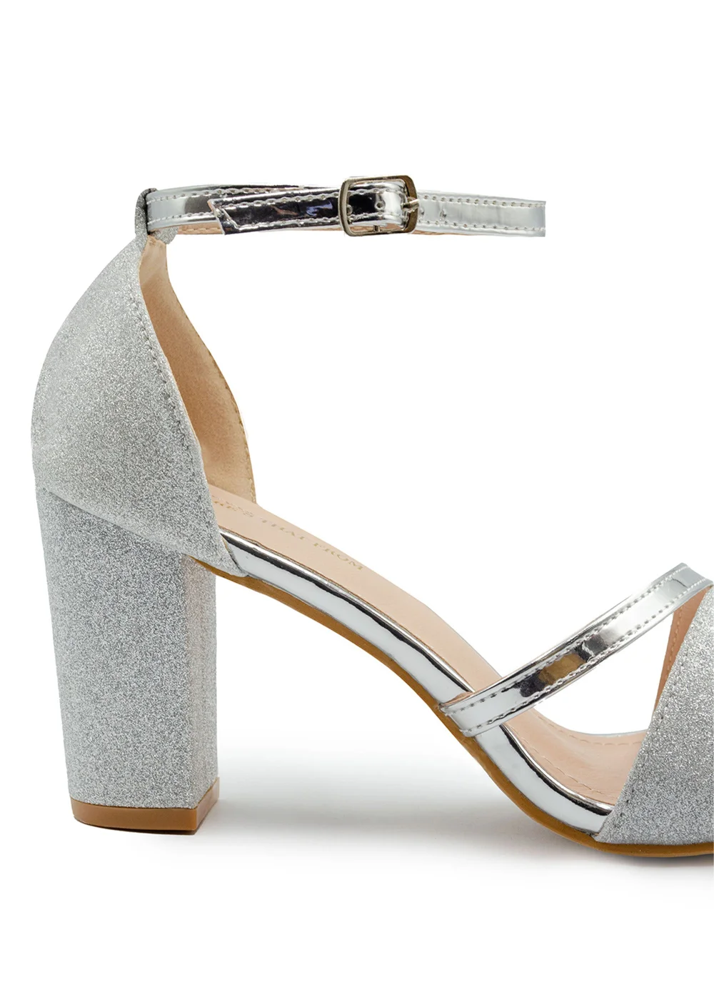 Where's That From Silver Glitter Perla Mid Block Heel Sandals - 9 Image 2
