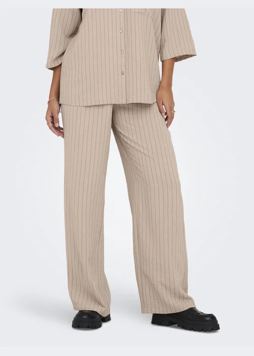 JDY Beige Stripe Print Trousers - 8 Image 4