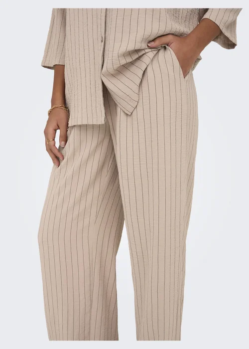 JDY Beige Stripe Print Trousers - 8 Image 1