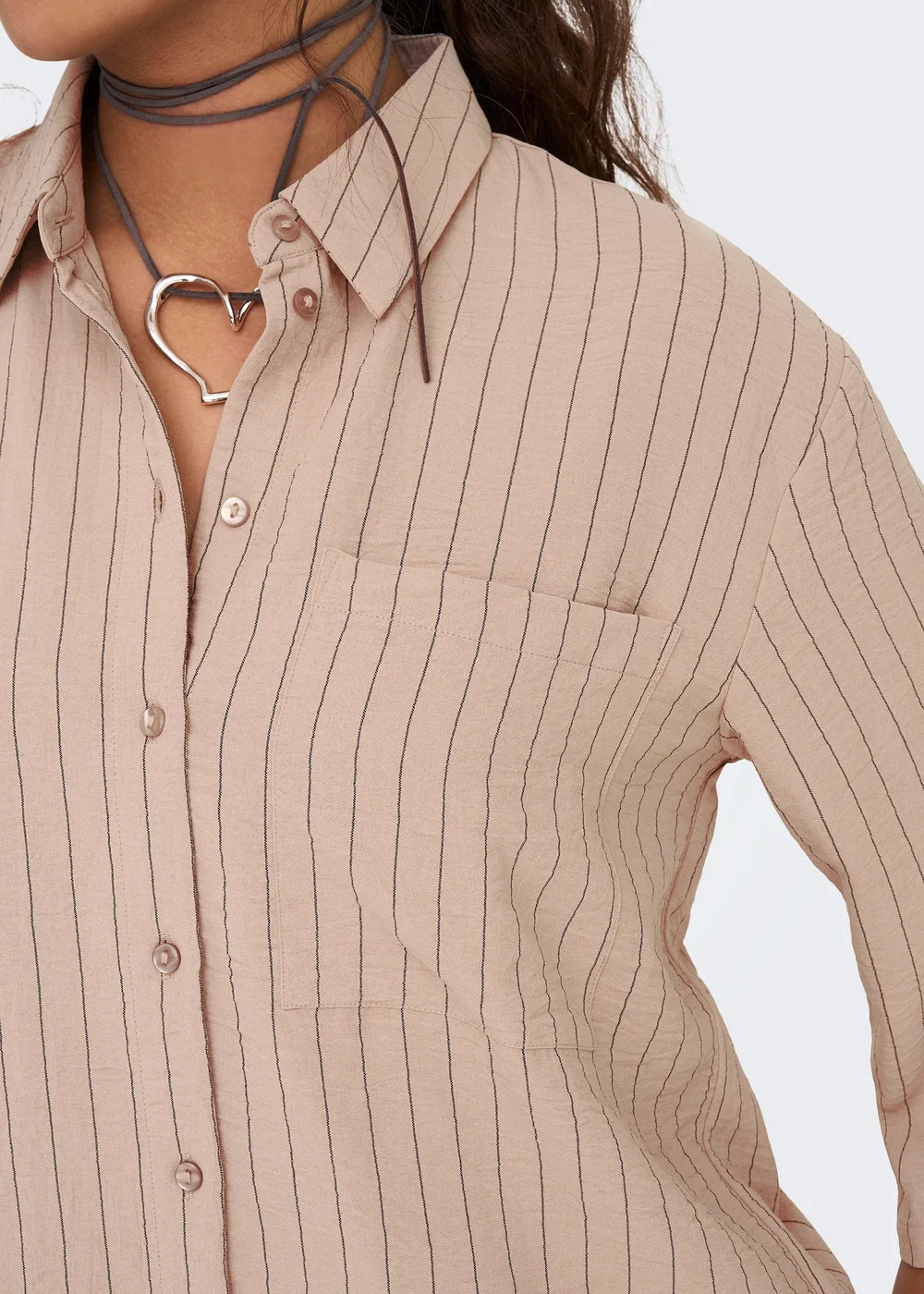 JDY Beige Stripe Print Shirt - Size 8 Image 5