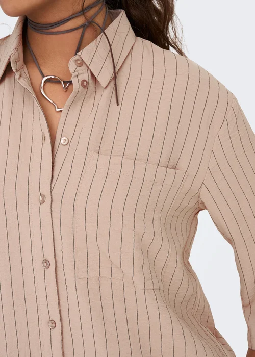 JDY Beige Stripe Print Shirt - Size 8 Image 5
