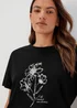 Black Flower Print T-Shirt - Size 8 Image 3
