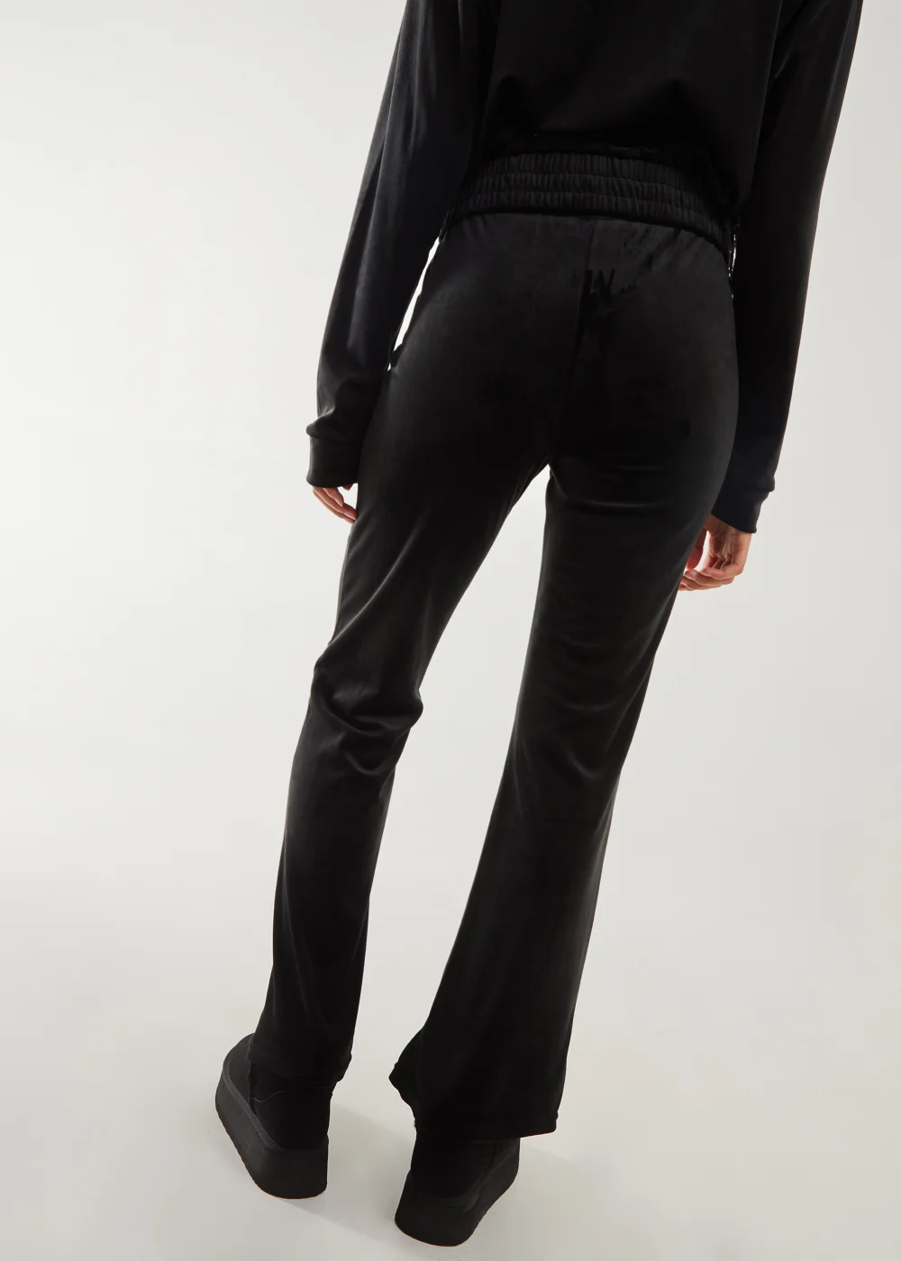 Pink Vanilla Black Velour Flare Joggers - S Image 3