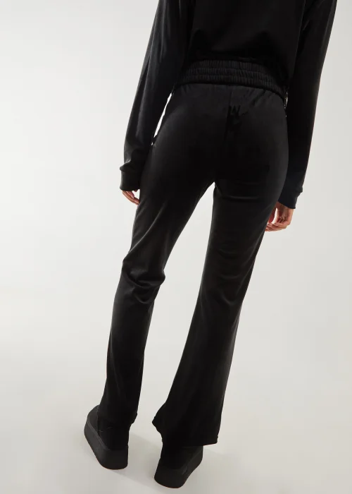 Pink Vanilla Black Velour Flare Joggers - S Image 3