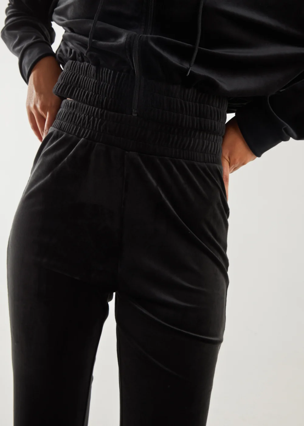 Pink Vanilla Black Velour Flare Joggers - S Image 4
