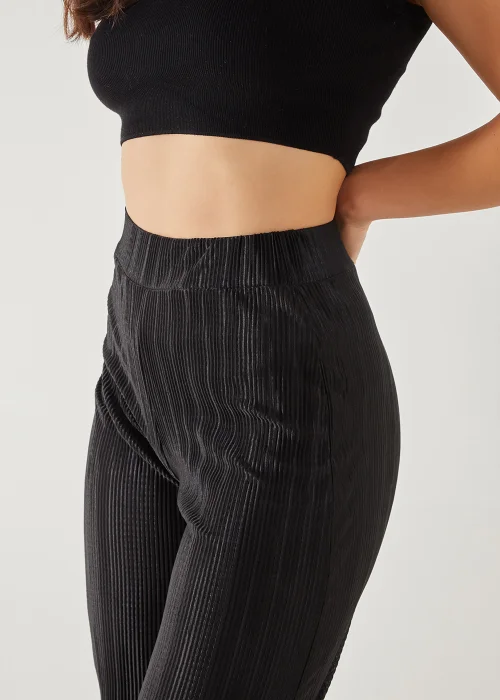 Pink Vanilla Black Plisse Flared Trousers - S Image 4