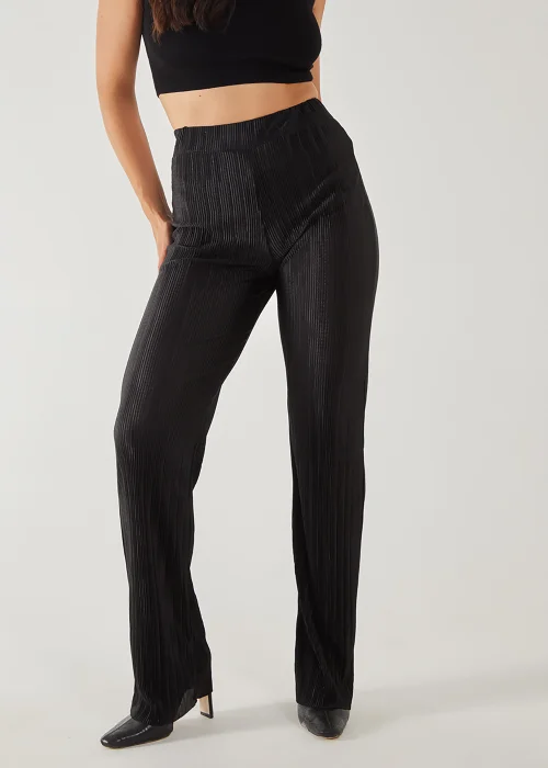 Pink Vanilla Black Plisse Flared Trousers - S Image 2