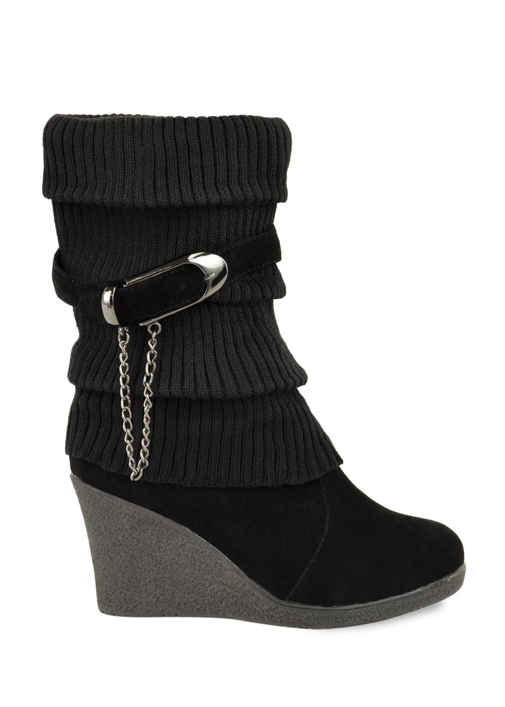 Where's That From Black Suede Bryony Wedge Heel Ankle Boots - 7 Image 1