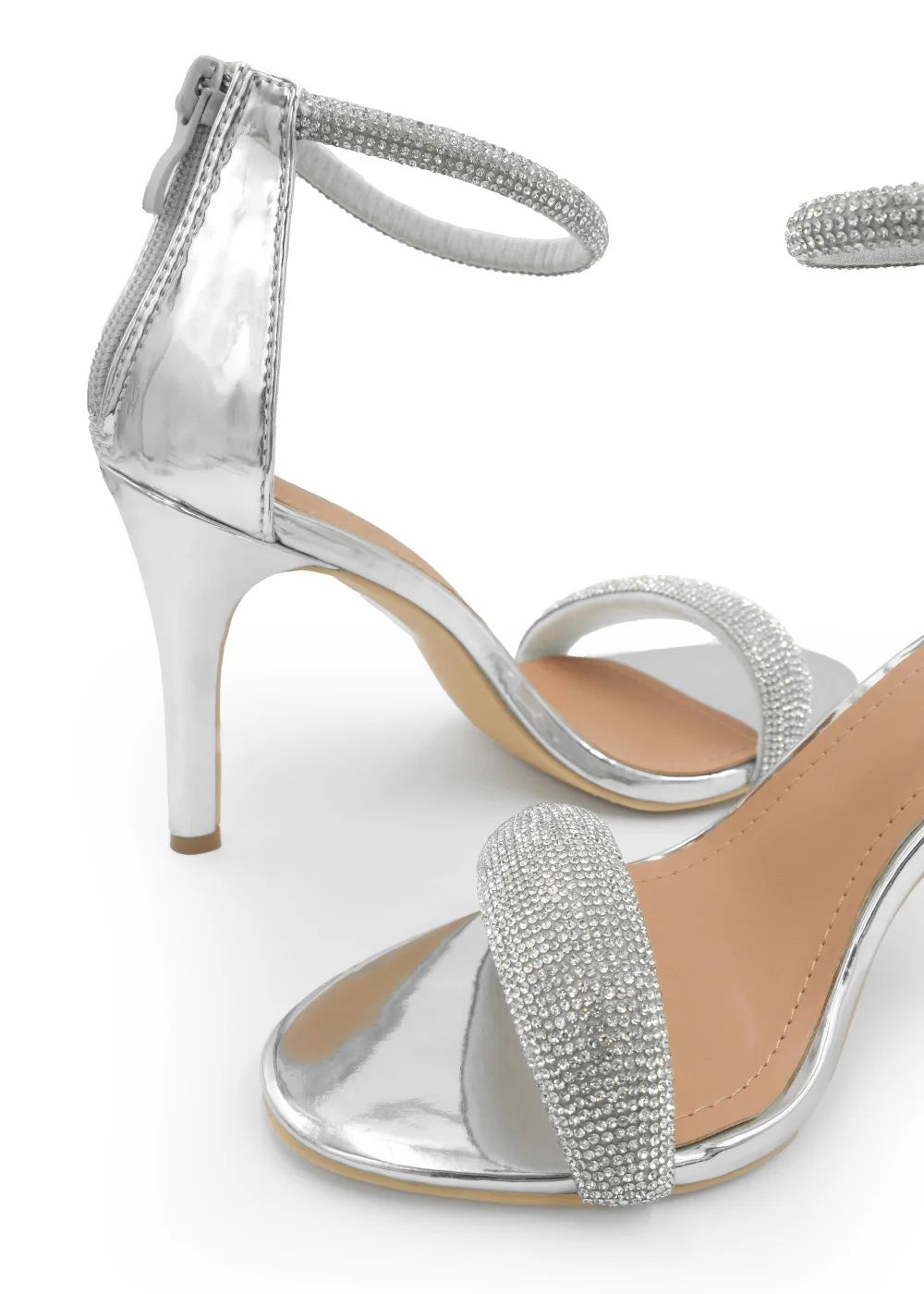 Where's That From Silver Faux Leather Sabra High Heel Sandals - 7 Image 2