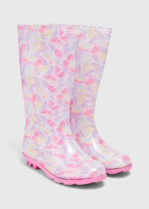 Girls Multicoloured Butterfly Print PVC Wellies (Younger 10-Older 5) - 2 Image 1
