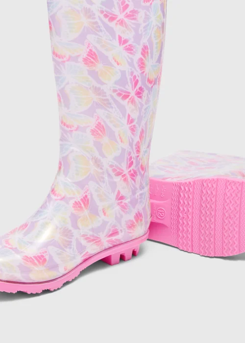 Girls Multicoloured Butterfly Print PVC Wellies (Younger 10-Older 5) - 2 Image 2