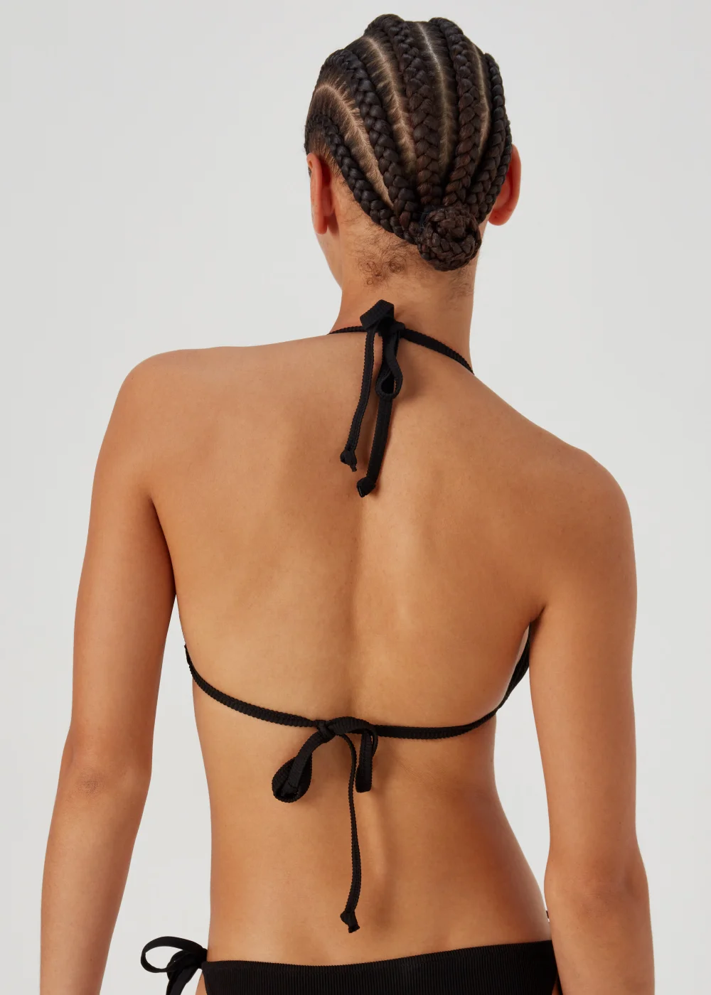 Black Textured Triangle Bikini Top - 6 Image 2
