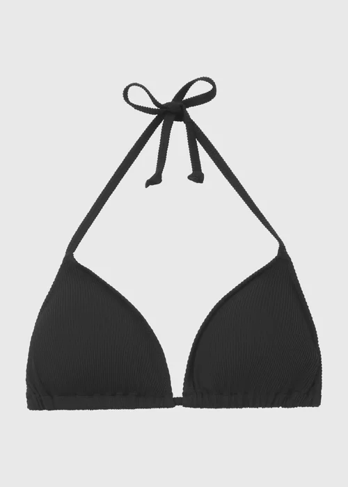 Black Textured Triangle Bikini Top - 6 Image 5