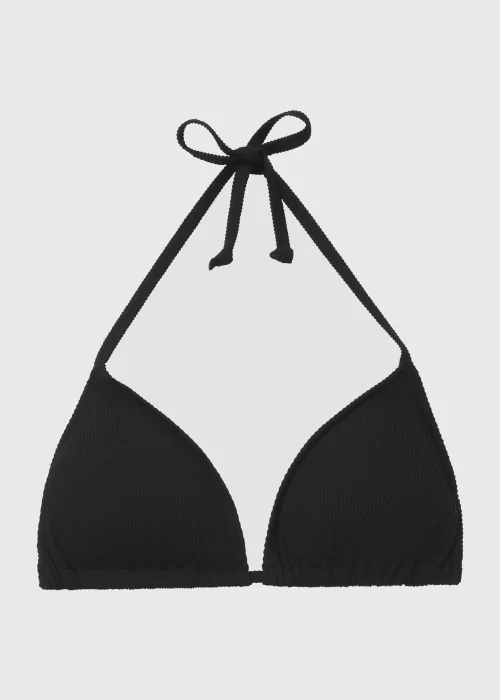 Black Textured Triangle Bikini Top - 6 Image 4