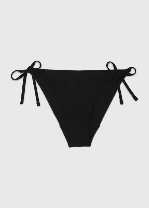 Black Textured Side Tie Bikini Briefs - 6 Image 4
