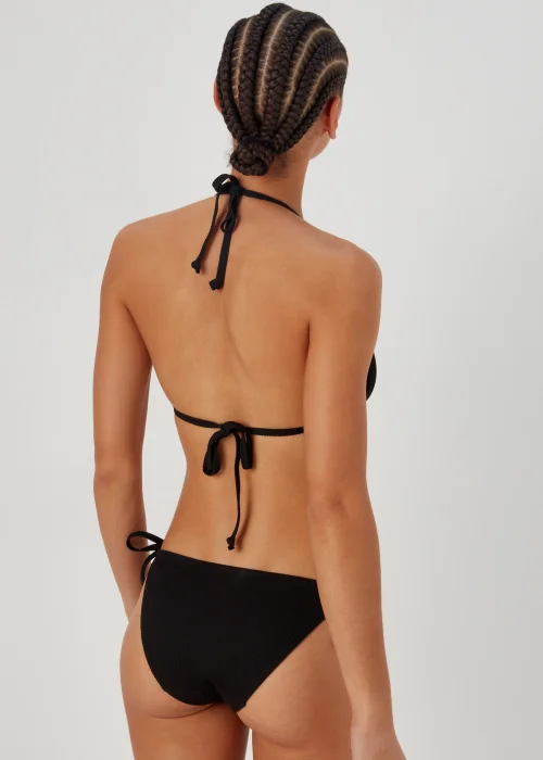 Black Textured Side Tie Bikini Briefs - 6 Image 2