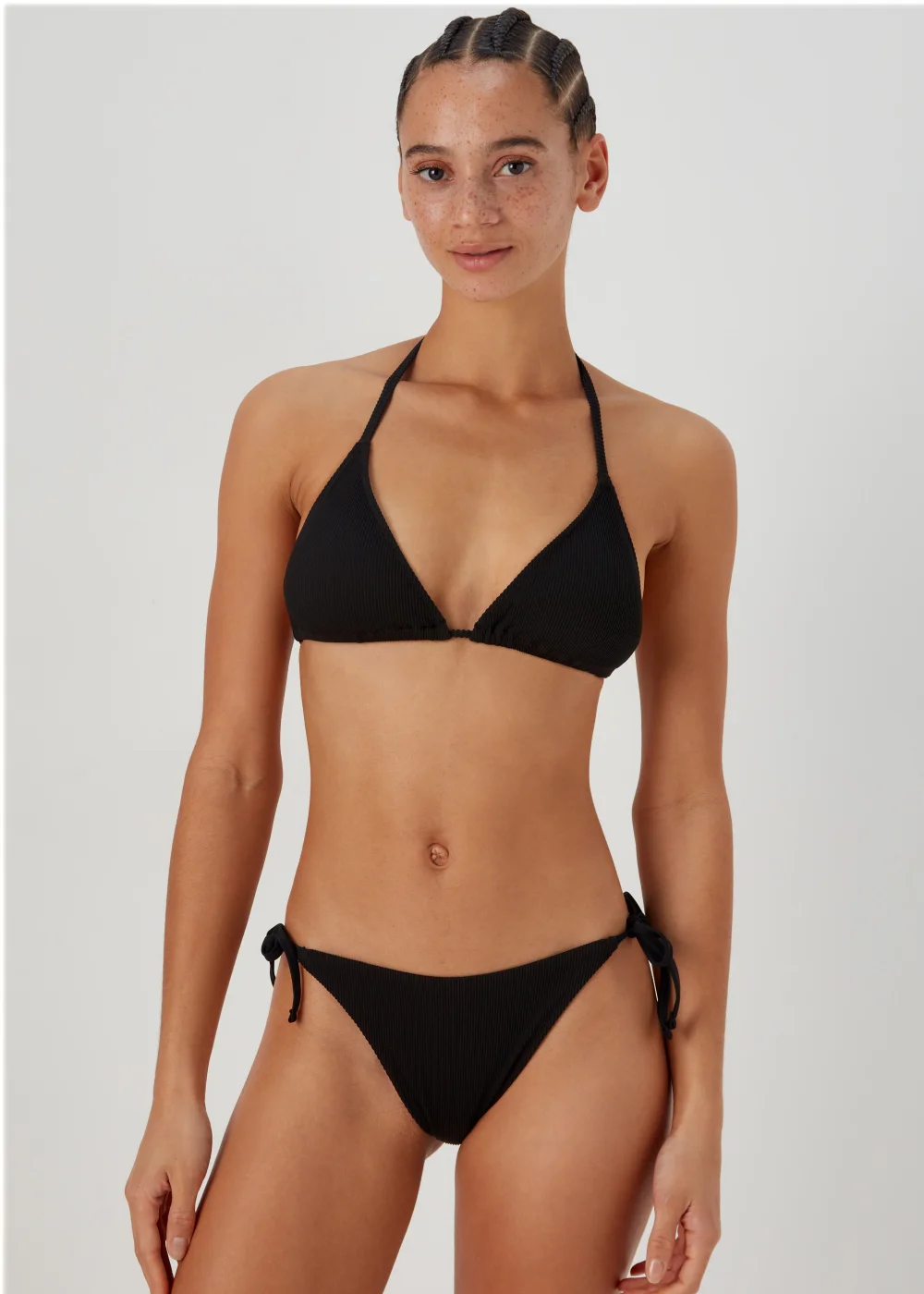 Black Textured Side Tie Bikini Briefs - 6 Image 1