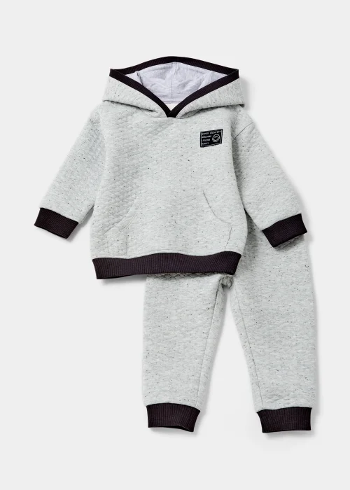 Boys Grey Quilted Hoodie & Joggers Set (1-6yrs) - Age 1 - 1.5 Years Image 1