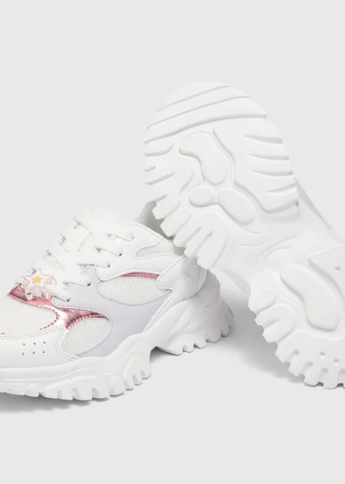 Girls White Chunky Trainers (Younger10-Older 5) - Size 1 Image 2