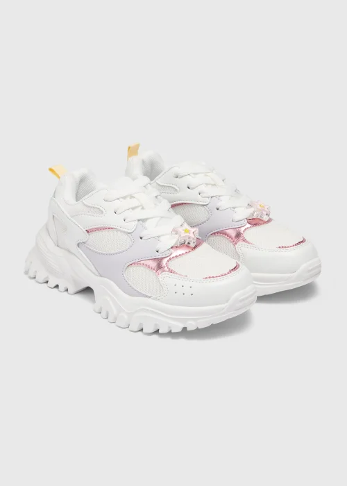 Girls White Chunky Trainers (Younger10-Older 5) - Size 1 Image 1
