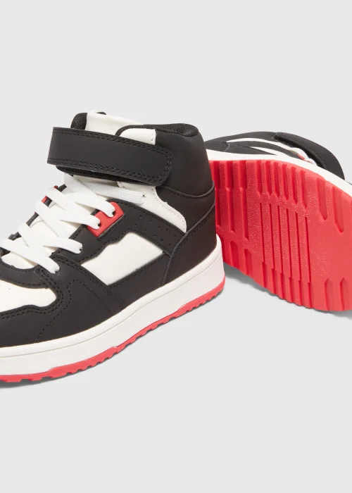 Boys White High Top PU Trainers (Younger 10-Older 6) - 1 Image 2