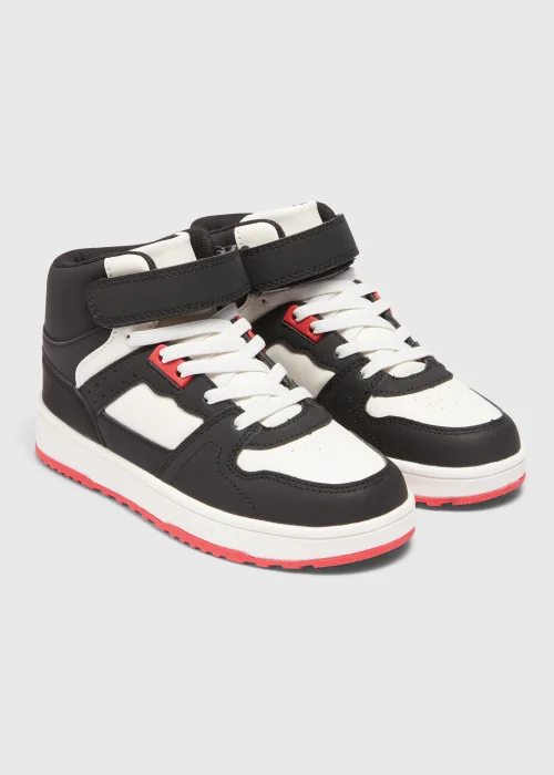 Boys White High Top PU Trainers (Younger 10-Older 6) - 1 Image 1
