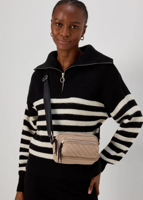 Taupe Quilted Nylon Camera Bag Image 2