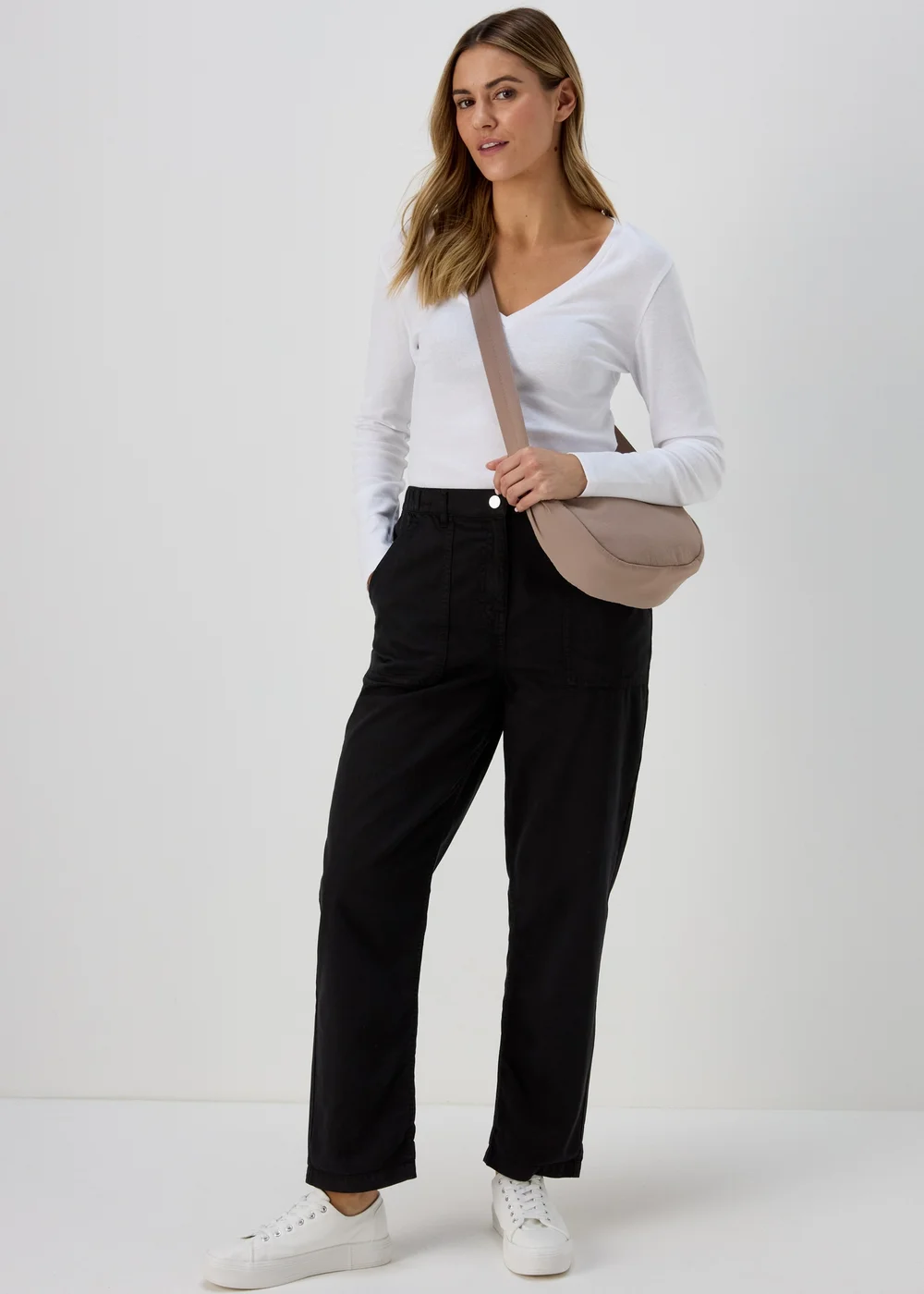 Taupe Nylon Moon Bag Image 2