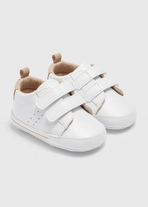 White Double Strap Soft Sole Baby Shoes (Newborn-18mths) - Age 0 - 3 Months Image 1