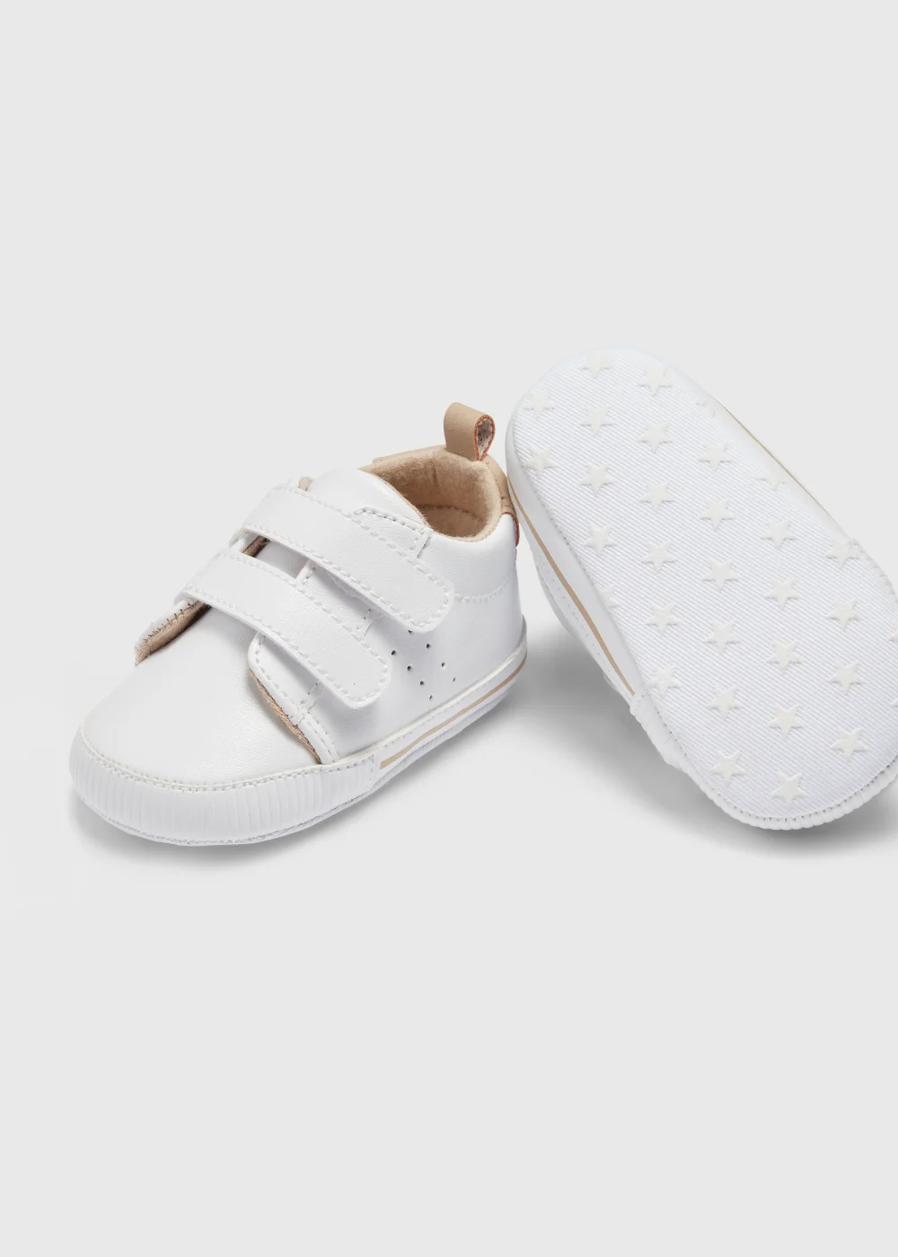 White Double Strap Soft Sole Baby Shoes (Newborn-18mths) - Age 0 - 3 Months Image 2