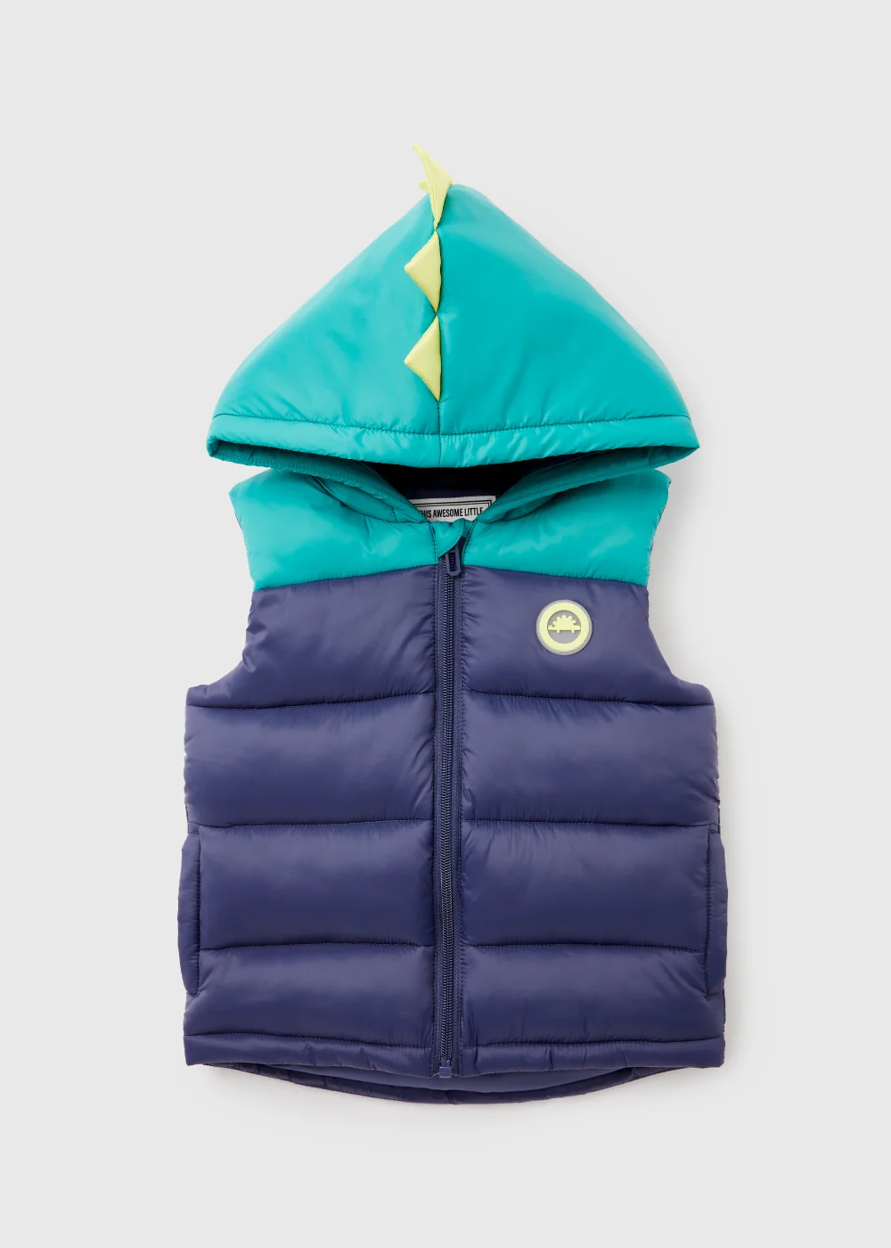 Boys Colour Block Hooded Dinosaur Gilet (1-7yrs) - Age 1 - 1.5 Years Image 1